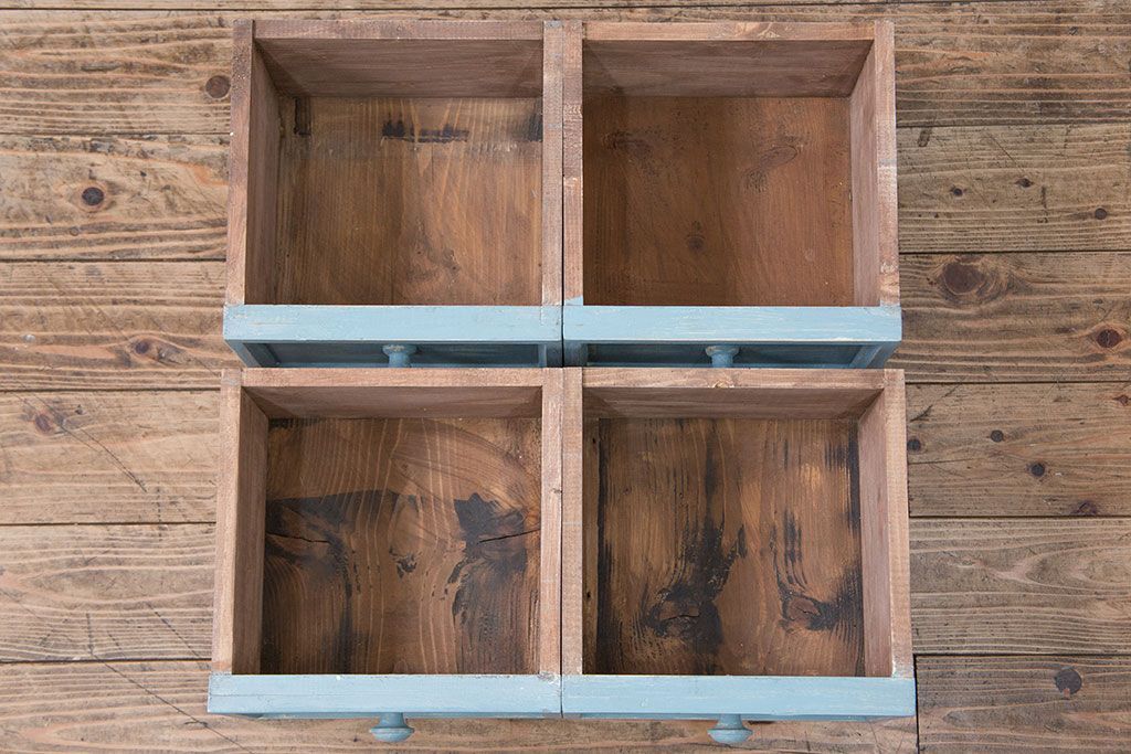 アンティーク家具 フランスアンティーク リメイク品 ペンキのはげた引き出し付きフレンチキャビネット(1)(収納棚、飾り棚)