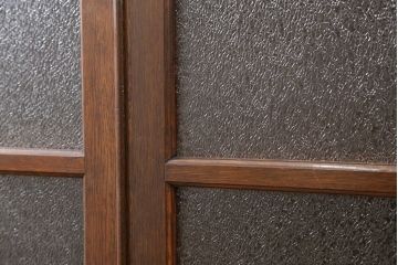 アンティーク家具　アンティーク 古いナラ材の大振りなダイヤガラス本箱(ブックケース、収納棚)