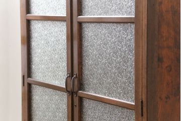 アンティーク家具　アンティーク 古いナラ材の大振りなダイヤガラス本箱(ブックケース、収納棚)