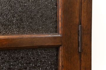 アンティーク家具　アンティーク 古いナラ材の大振りなダイヤガラス本箱(ブックケース、収納棚)