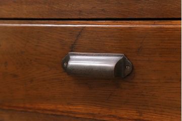 アンティーク家具　アンティーク 古いナラ材の大振りなダイヤガラス本箱(ブックケース、収納棚)