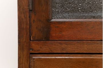 アンティーク家具　アンティーク 古いナラ材の大振りなダイヤガラス本箱(ブックケース、収納棚)