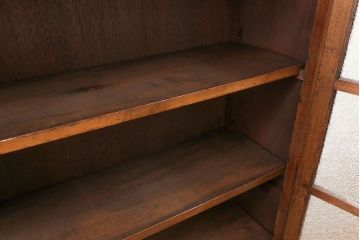 アンティーク家具　アンティーク 古いナラ材の大振りなダイヤガラス本箱(ブックケース、収納棚)