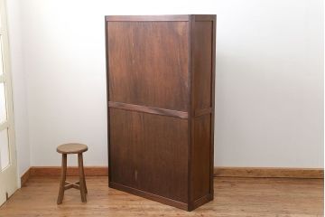 アンティーク家具　アンティーク 古いナラ材の大振りなダイヤガラス本箱(ブックケース、収納棚)