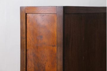 アンティーク家具　アンティーク 古いナラ材の大振りなダイヤガラス本箱(ブックケース、収納棚)