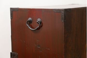 アンティーク家具　古民具・骨董 前面欅(ケヤキ)材玉杢 杢目のすばらしい仙台小箪笥(時代箪笥、帳場箪笥)