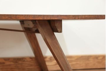 アンティーク家具　アンティーク 折り畳み式の横長テーブル(1)(作業台、机、裁ち板)