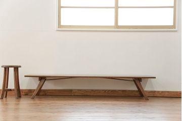 レトロ家具　昭和レトロ 折り畳み式!古い木の横長テーブル(2)