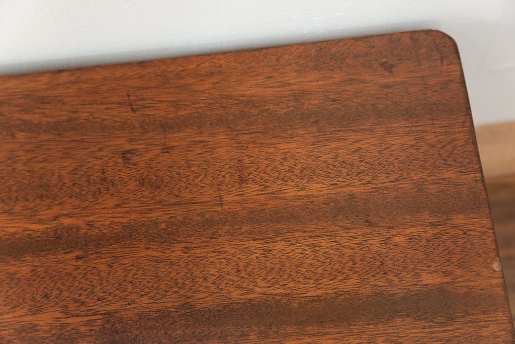 レトロ家具　昭和レトロ 折り畳み式!古い木の横長テーブル(2)