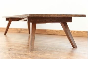 レトロ家具　昭和レトロ 折り畳み式!古い木の横長テーブル(2)