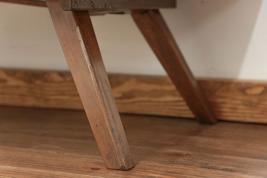 レトロ家具　昭和レトロ 折り畳み式!古い木の横長テーブル(2)