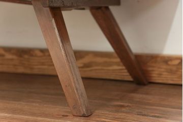 レトロ家具　昭和レトロ 折り畳み式!古い木の横長テーブル(2)