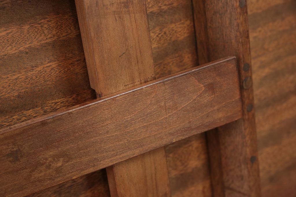 レトロ家具　昭和レトロ 折り畳み式!古い木の横長テーブル(2)