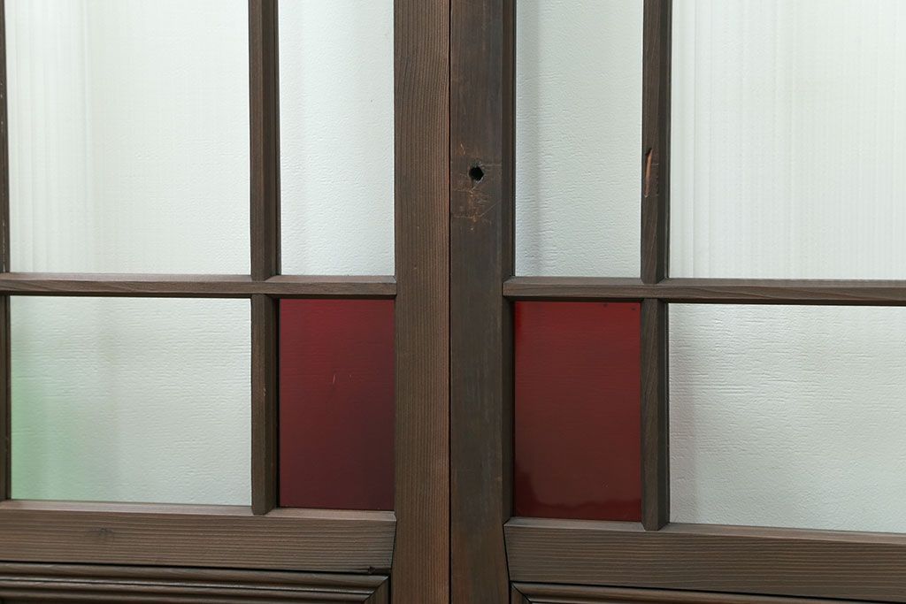 大正ロマン 古い洋館で使われていた色ガラス引き戸　4枚セット(2)(ガラス戸、和風建具)