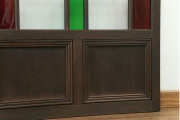 大正ロマン 古い洋館で使われていた色ガラス引き戸　4枚セット(2)(ガラス戸、和風建具)