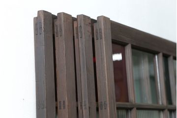 大正ロマン 古い洋館で使われていた色ガラス引き戸　4枚セット(2)(ガラス戸、和風建具)