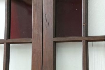 大正ロマン 古い洋館で使われていた色ガラス引き戸　4枚セット(2)(ガラス戸、和風建具)