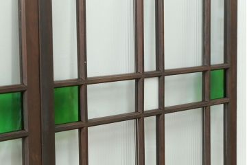 大正ロマン 古い洋館で使われていた色ガラス引き戸　4枚セット(2)(ガラス戸、和風建具)