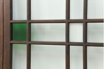 大正ロマン 古い洋館で使われていた色ガラス引き戸　4枚セット(2)(ガラス戸、和風建具)