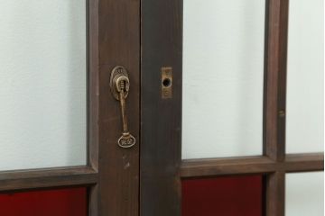 大正ロマン 古い洋館で使われていた色ガラス引き戸　4枚セット(2)(ガラス戸、和風建具)