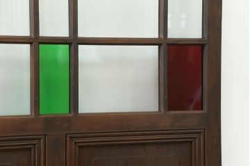 大正ロマン 古い洋館で使われていた色ガラス引き戸　4枚セット(2)(ガラス戸、和風建具)