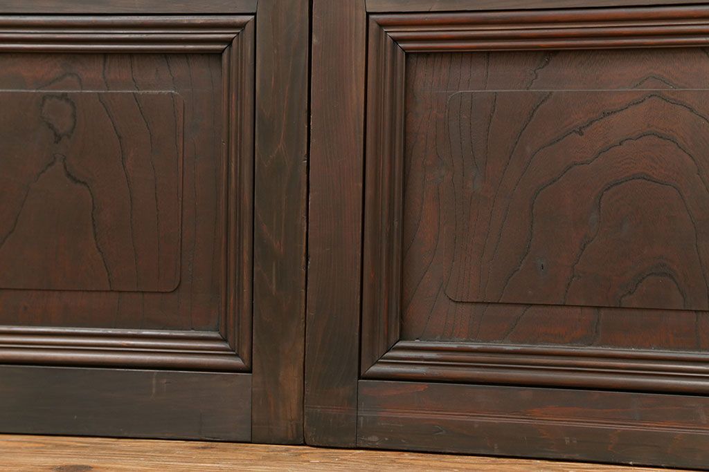 大正ロマン 古い洋館で使われていた色ガラス引き戸　4枚セット(2)(ガラス戸、和風建具)