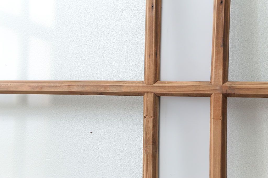 アンティーク 古い木味のガラス戸2枚セット(引き戸)