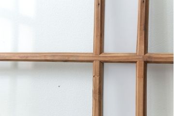 アンティーク 古い木味のガラス戸2枚セット(引き戸)
