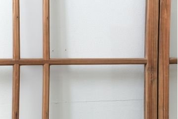 アンティーク 古い木味のガラス戸2枚セット(引き戸)