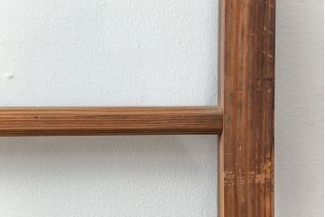 アンティーク 古い木味のガラス戸2枚セット(引き戸)