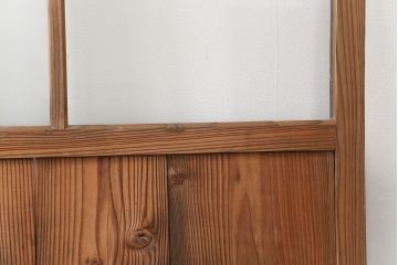 アンティーク 古い木味のガラス戸2枚セット(引き戸)