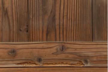 アンティーク 古い木味のガラス戸2枚セット(引き戸)