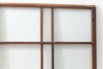 アンティーク 古い木味のガラス戸2枚セット(引き戸)