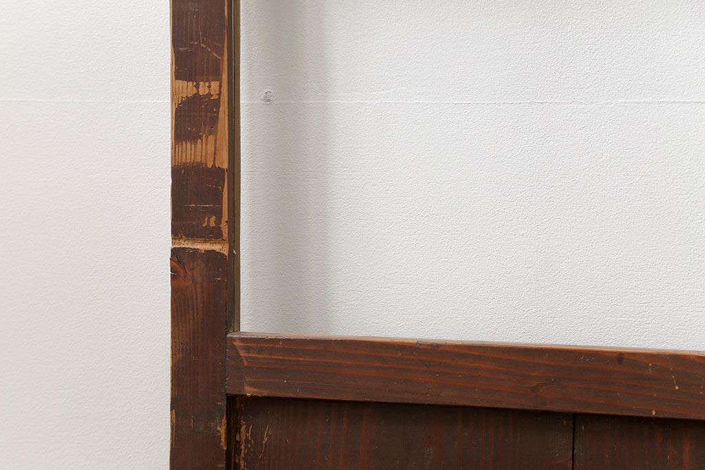 アンティーク 古い木味のガラス戸2枚セット(引き戸)