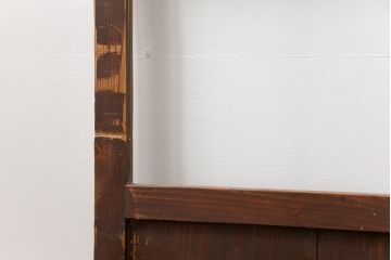 アンティーク 古い木味のガラス戸2枚セット(引き戸)