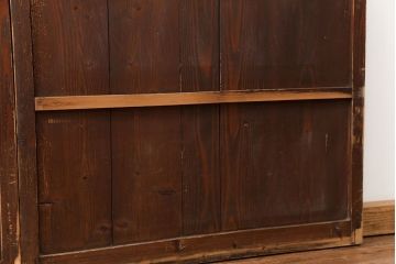 アンティーク 古い木味のガラス戸2枚セット(引き戸)