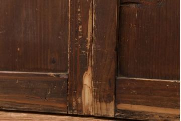 アンティーク 古い木味のガラス戸2枚セット(引き戸)