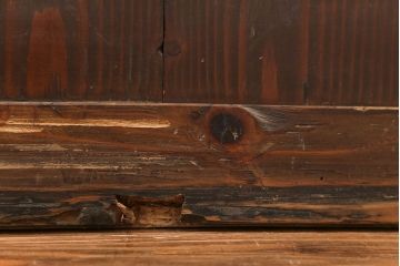 アンティーク 古い木味のガラス戸2枚セット(引き戸)