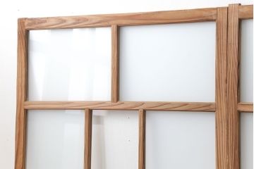 古民具・骨董 古い木味のガラス戸4枚セット(引き戸、建具)