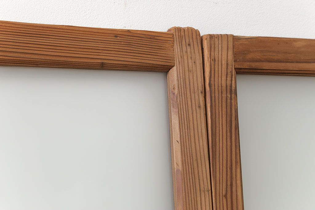 古民具・骨董 古い木味のガラス戸4枚セット(引き戸、建具)