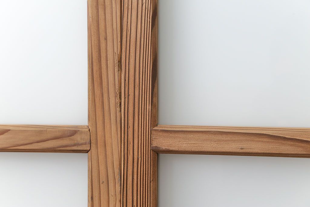 古民具・骨董 古い木味のガラス戸4枚セット(引き戸、建具)