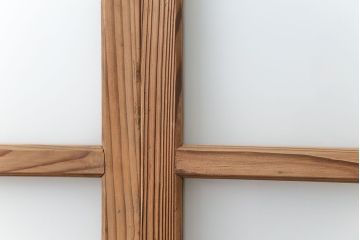 古民具・骨董 古い木味のガラス戸4枚セット(引き戸、建具)