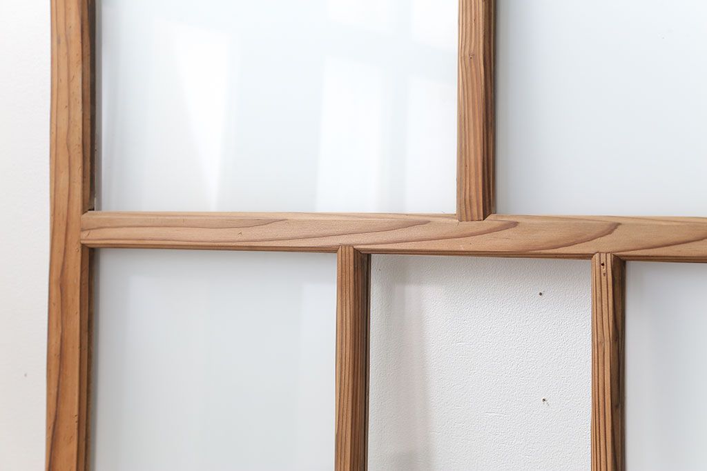 古民具・骨董 古い木味のガラス戸4枚セット(引き戸、建具)