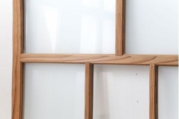 古民具・骨董 古い木味のガラス戸4枚セット(引き戸、建具)