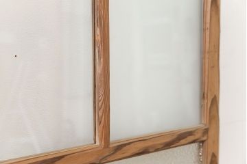 古民具・骨董 古い木味のガラス戸4枚セット(引き戸、建具)