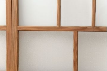 古民具・骨董 古い木味のガラス戸4枚セット(引き戸、建具)