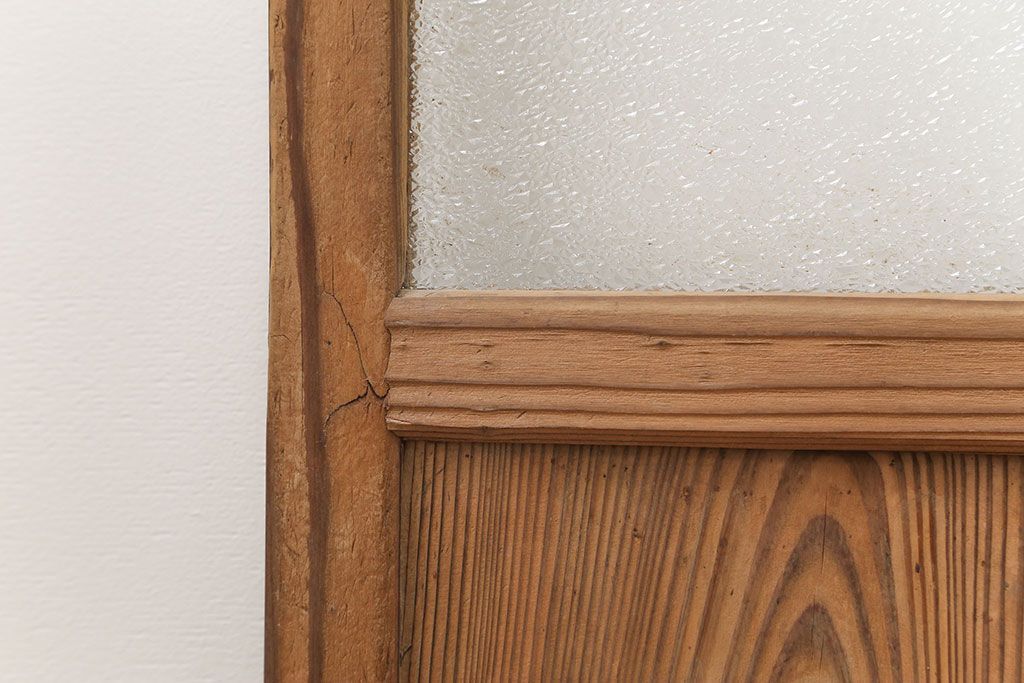 古民具・骨董 古い木味のガラス戸4枚セット(引き戸、建具)