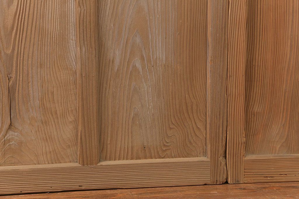 古民具・骨董 古い木味のガラス戸4枚セット(引き戸、建具)