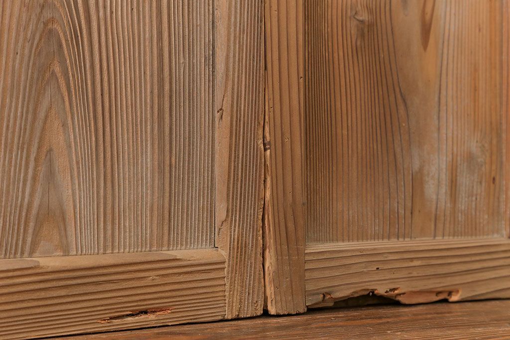 古民具・骨董 古い木味のガラス戸4枚セット(引き戸、建具)