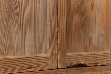 古民具・骨董 古い木味のガラス戸4枚セット(引き戸、建具)